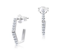 Half Square Shaped CZ Silver Ear Stud STS-3225